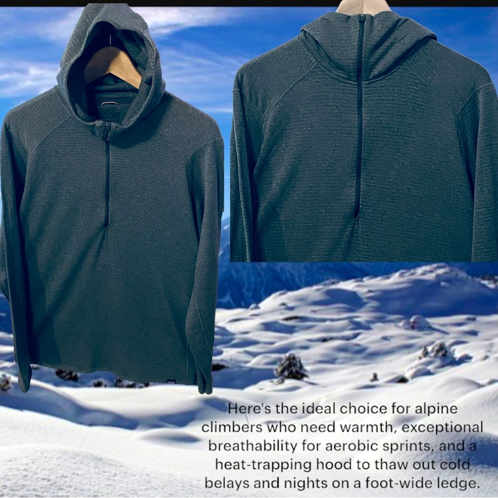 PATAGONIA CAPILENE THERMAL WEIGHT 1/2 ZIP PULLOVER FORGE GRAY HOODY. - Picture 12 of 12
